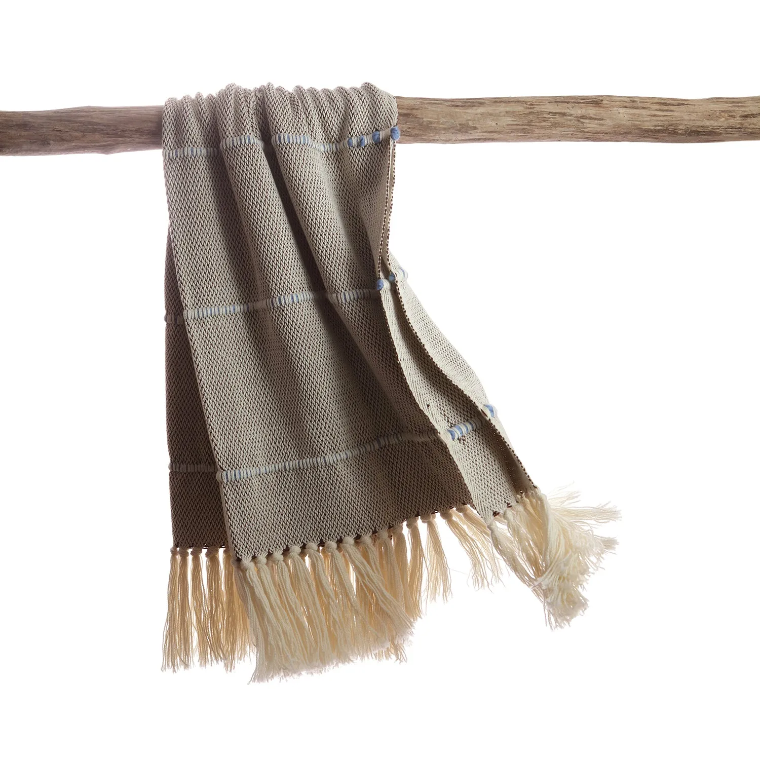 Blue Striped Lambswool Throw Blanket