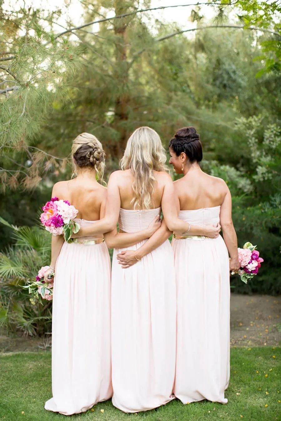 Cheap A-line Sweetheart Floor-length Sleeveless Chiffon Bridesmaid Dresses with Sash OHS108