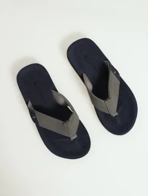 Comfort Wide Vamp Sandal - Navy/Grey