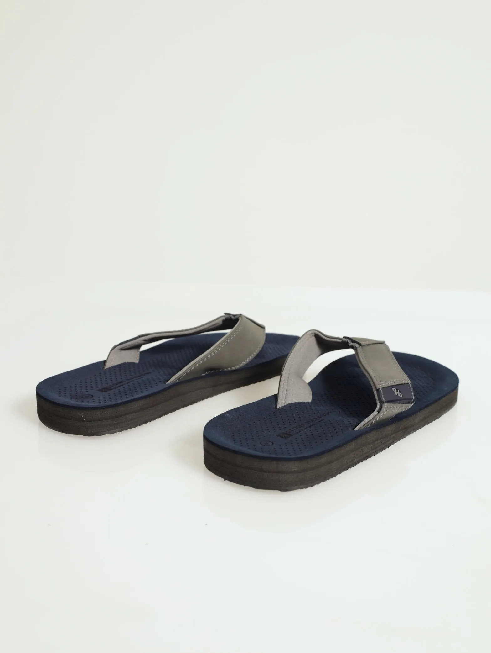 Comfort Wide Vamp Sandal - Navy/Grey
