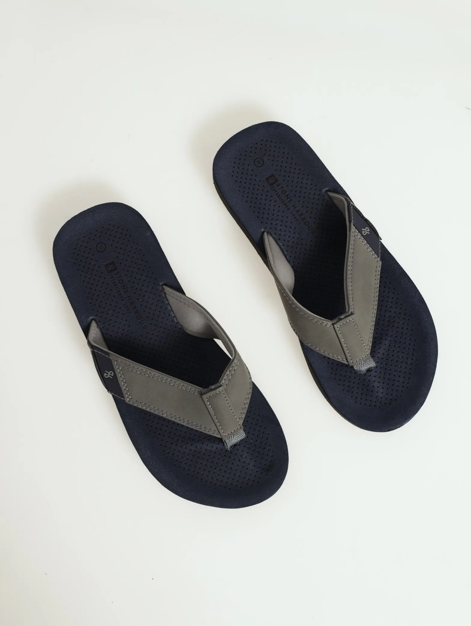 Comfort Wide Vamp Sandal - Navy/Grey