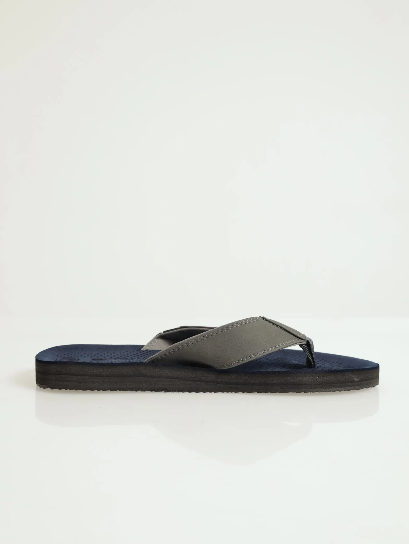 Comfort Wide Vamp Sandal - Navy/Grey