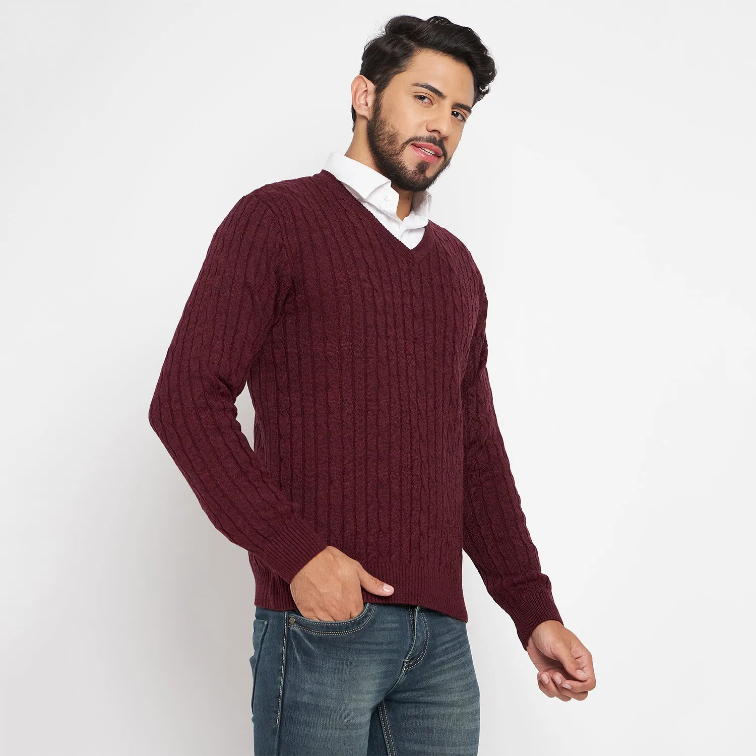 Duke Stardust Men Full Sleeve V Neck Sweater (SDS2046)