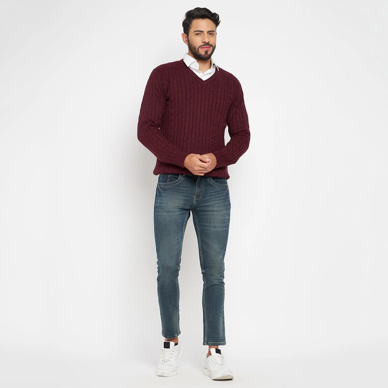 Duke Stardust Men Full Sleeve V Neck Sweater (SDS2046)