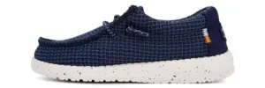 Hey Dude Boy's Wally-Youth Sport Mesh Navy Size 2 | Youth's Shoes | Youth Slip-on Loafers | Comfortable & Light-Weight