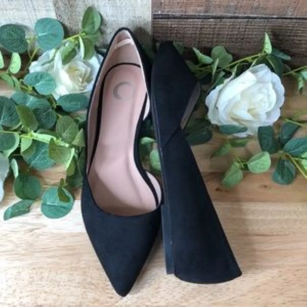 Journee Collection Womens ester Fabric Pointed Toe,Black, 7.5