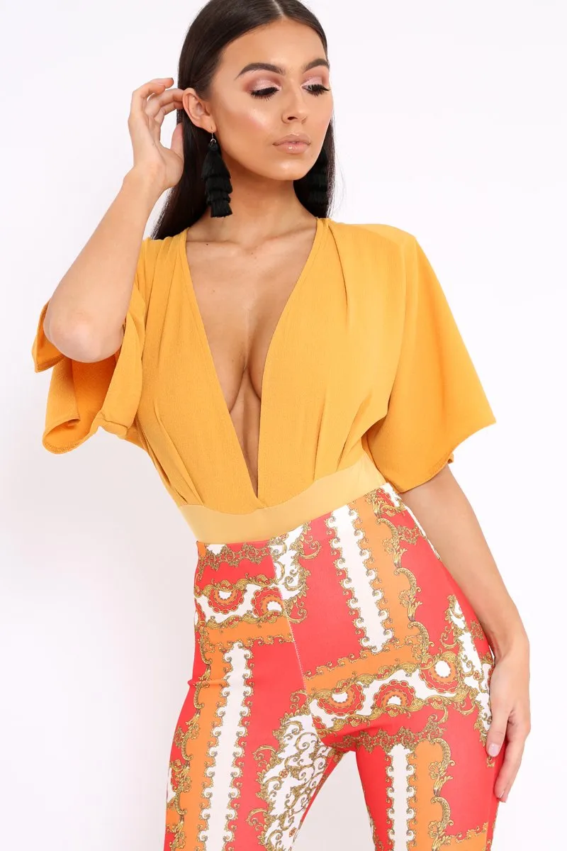Mustard Plunge Bodysuit - Florence