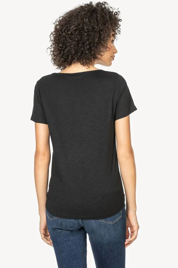 Short Sleeve V-Neck in Black