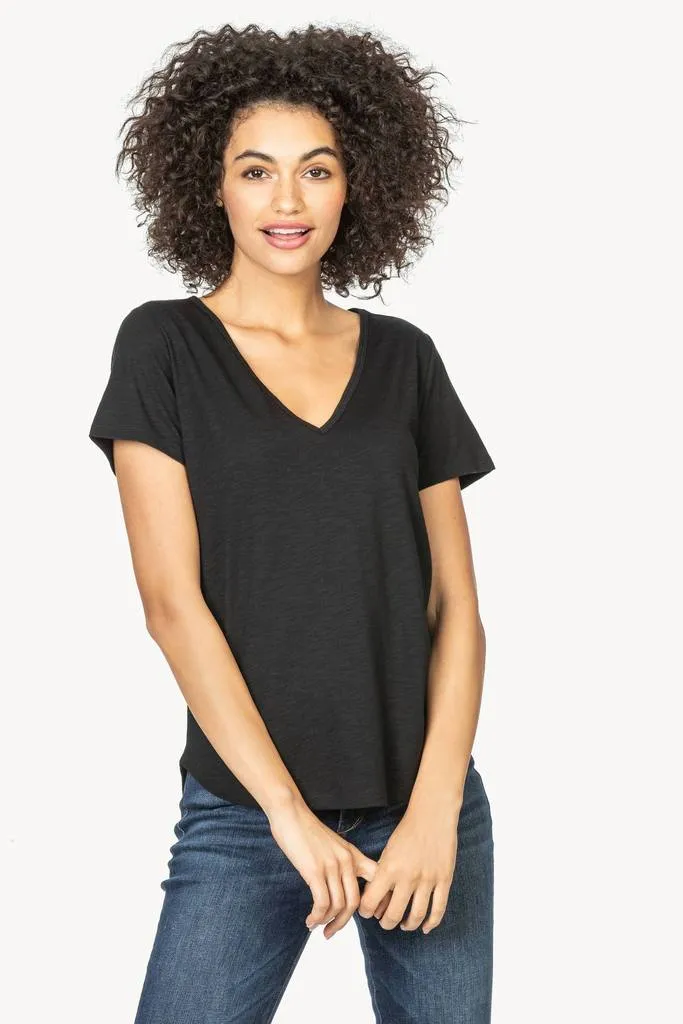 Short Sleeve V-Neck in Black