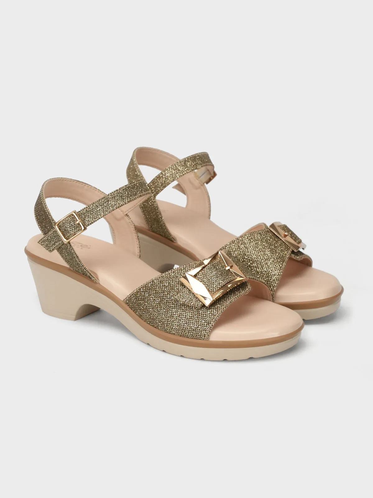 Women's "TRUONG" Shimmer Block Heel Sandals