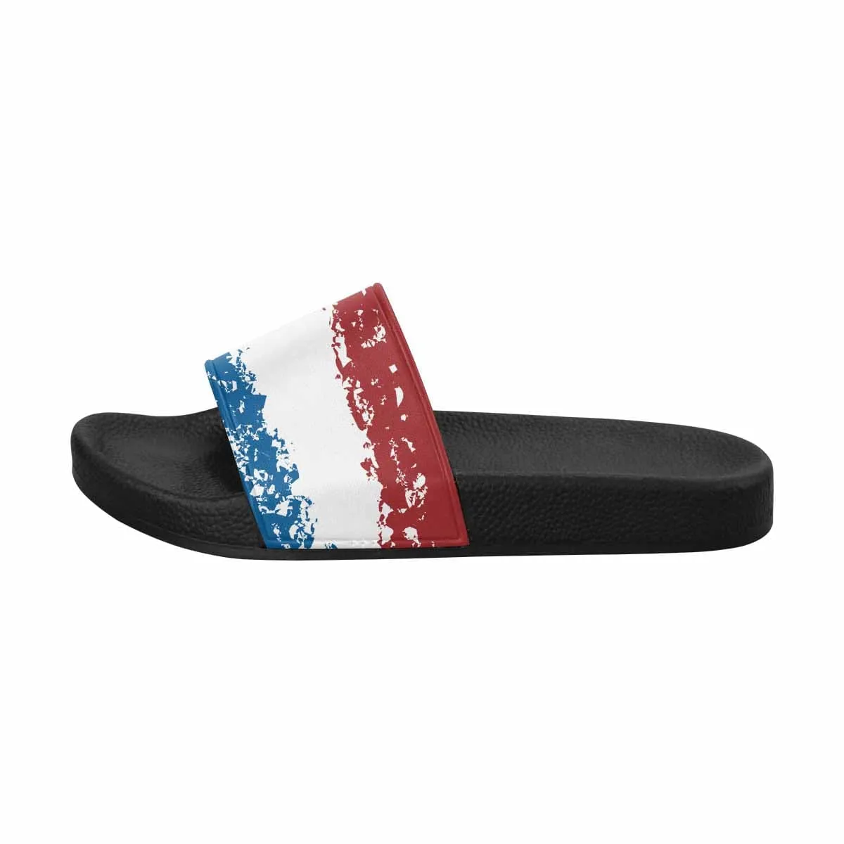 Womens Slide Sandals - Red White Blue Print