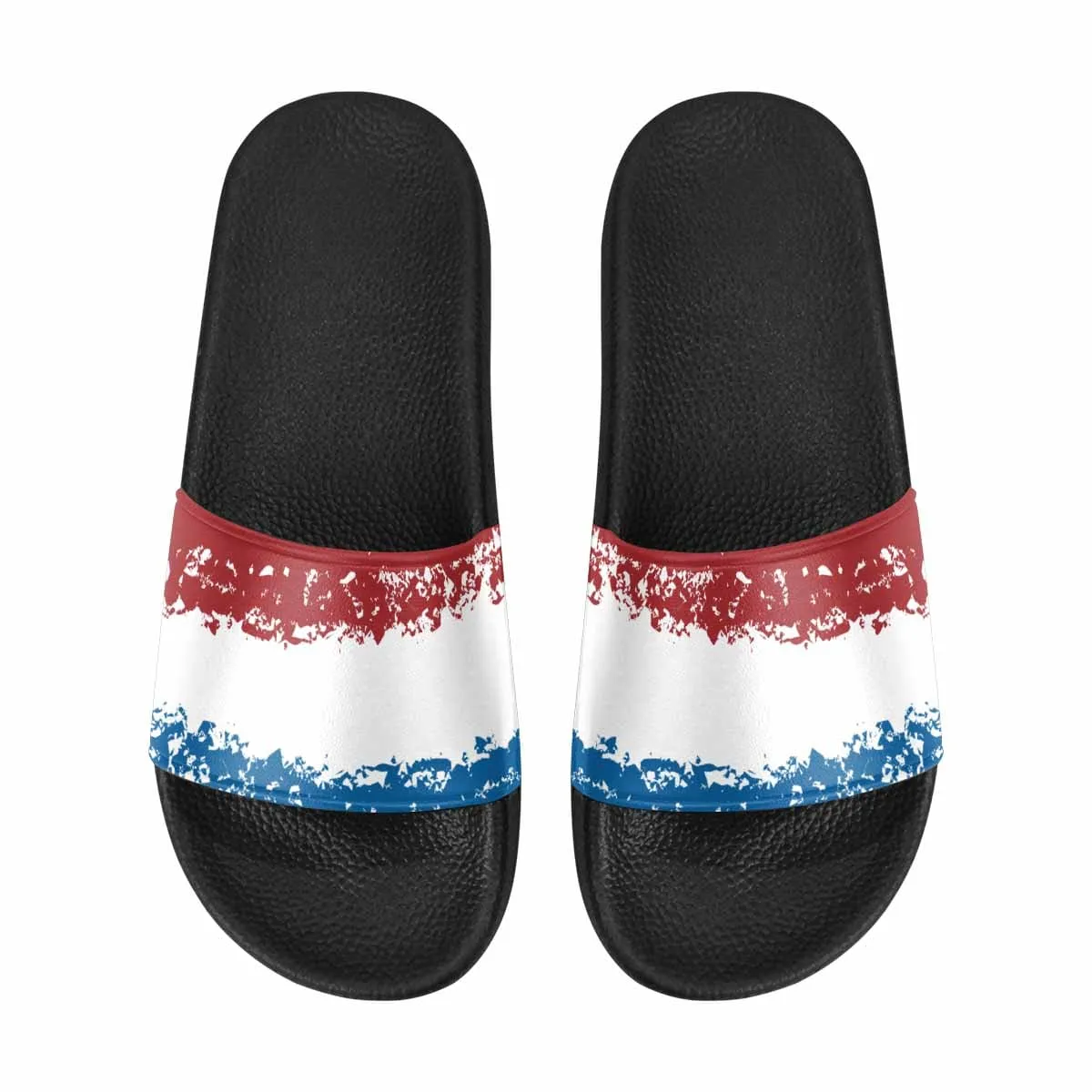 Womens Slide Sandals - Red White Blue Print