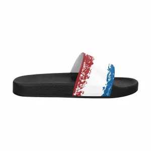 Womens Slide Sandals - Red White Blue Print
