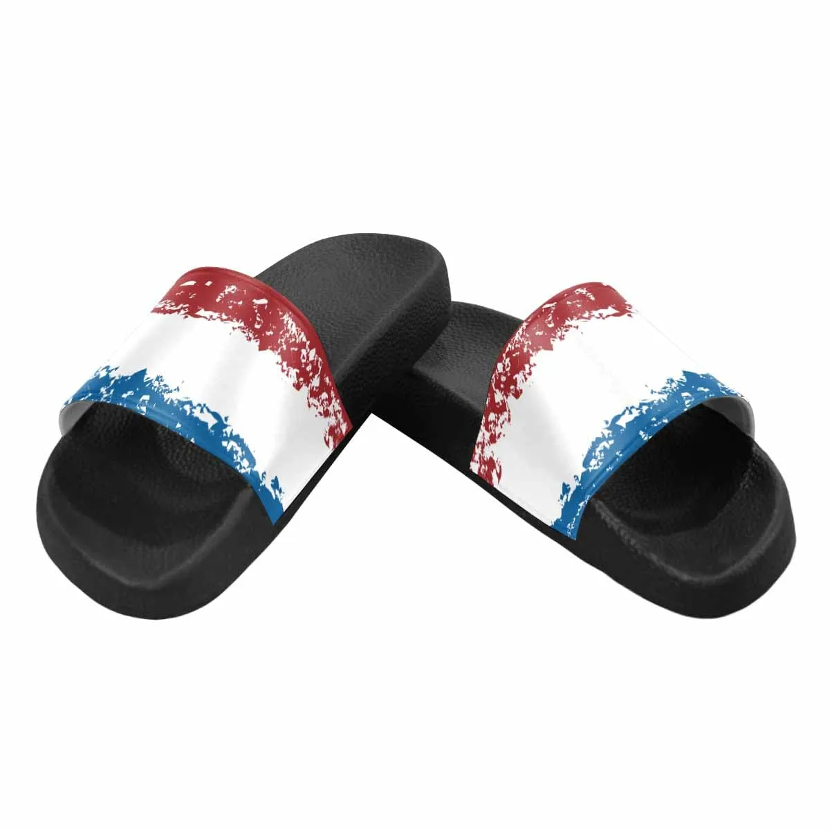 Womens Slide Sandals - Red White Blue Print