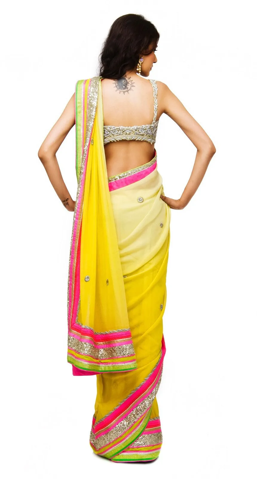 Yellow Shaded Designer Saree